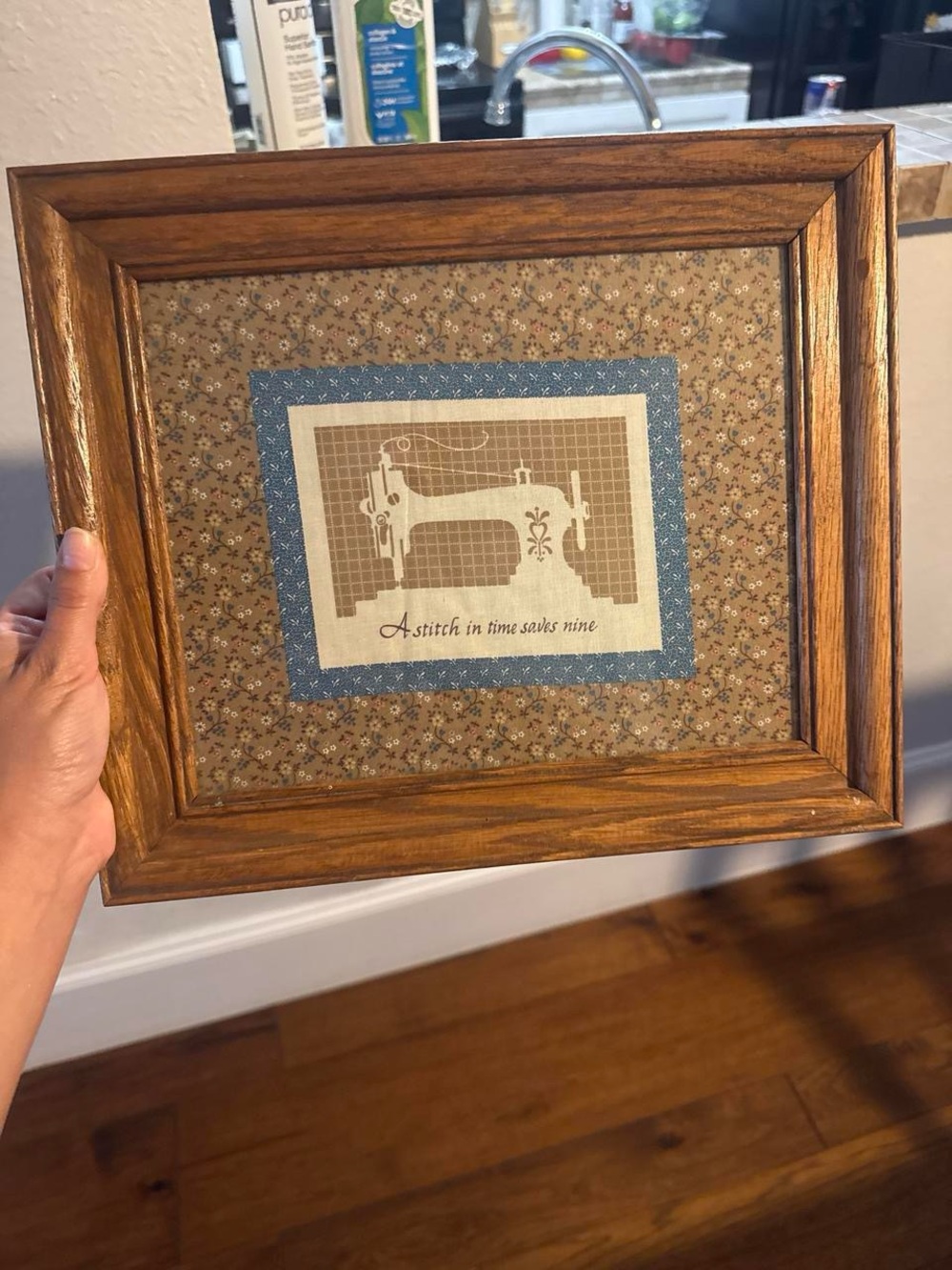 Vintage framed Sewing Machine with Floral